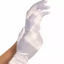 LEG AVENUE Leg Avenue Satin Short Gloves White Elegant Finish One Size