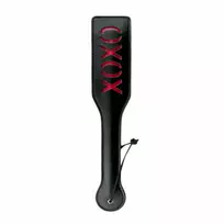Easytoys Rimba Black Leather Paddle XOXO - Sturdy Model with Decorative Cutout