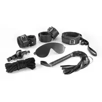 Crushious Dungeons and Maidens 8-Piece Sensory Bondage Set Black Adjustable
