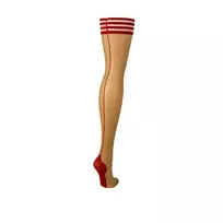 Kix'ies Kix'ies Whitney Thigh-Highs D Nude with Red Band & Back Seam