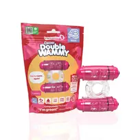 The Screaming O The Screaming O 4B Double Wammy Vibrating Ring Strawberry, Dual Motor