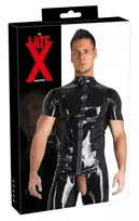 Late X LateX Collection Men's Latex Shirt XL with Front Zipper, Black Finish