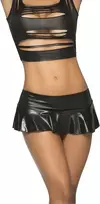 Leg Avenue Wet Look Pleated Ruffle Skirt Black M/L