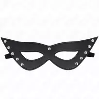 KINK KINK 5 Rivets Eye Mask Black Vegan Leather 28x8cm Adjustable Strap