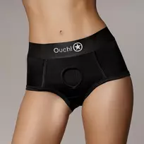 Ouch! by Shots Sincerely Vibrating Strap-On Brief XS/S Black - Rechargeable System