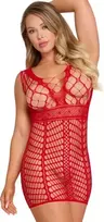 Magic Silk Magic Silk Seamless Tank Mini Dress Red One Size Lace Cutout Detail