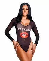 Playboy Playboy Lingerie Cover Girl November Transparent Bodysuit Black M