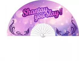 M Proud Shantay You Slay Decorative Folding Fan 64cm Purple Canvas