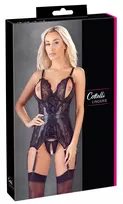 Cottelli Cottelli Collection Basque S Matte Finish with Lace Details, Crotchless Thong