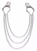 XR Brands Affix Triple Chain Adjustable Nipple Clamp System - Silver Finish