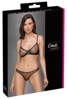 Cottelli Cottelli Lingerie Set 85B/L Black Mesh with Gold Shimmer Finish