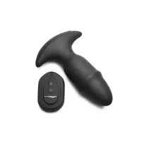 XR Brands XR Brands Butt Slider Silicone Intimate Plug Black - Sliding & Vibrating