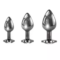Playboy Playboy Pleasure 3-Piece Hematite Anal Plug Set - Graduated Sizes