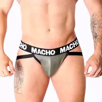MACHO UNDERWEAR Macho MX27GR Intimate Jockstrap Grey Beige XL - Leather-Look Finish