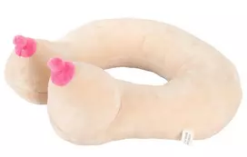 You2Toys Plush Neck Pillow Model with Anatomical Curved Design, Beige
