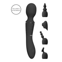 VIVE by Shots VIVE NAMI Pulse Wave Vibrating Wand Black - Dual Motor, 4 Attachments