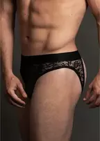 Allure Dreamgirl Lace Open Back Brief S/M - Sheer Mid-Rise Intimate Panty
