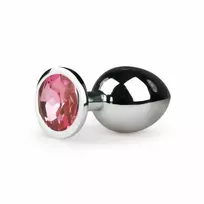 Easytoys Rimba Metal Intimate Plug Silver-Pink Medium - Aluminum, Crystal Accent