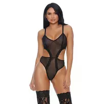 Forplay Sweet Siren Pin-Striped Lace Teddy XL - Elegant Sheer Bodysuit
