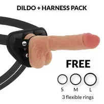CYBER SILICOCK CYBERSILICOCK Connor Liquid Silicone Strap-On Set with Harness & 3 Rings 20.5 cm