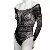 CALEXOTICS CalExotics Scandal Mesh Lace Shoulder Bodysuit One Size Black