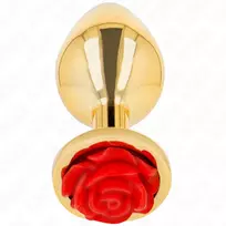 KINK KINK Plug Gold Metal Rose Red M - Stainless Steel, Elegant Design, 7cm