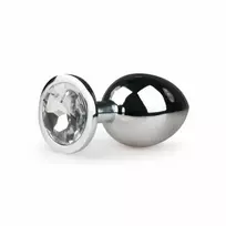 Easytoys Rimba Metal Plug Silver M with Clear Crystal Accent, Aluminium, Medium