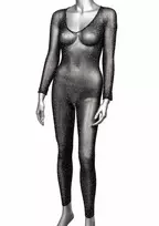 Radiance Crotchless Bodystocking Mesh Full Body Suit with Rhinestones