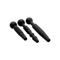 XR Brands Dark Rods Silicone Urethral Dilator Set 3-Piece - Flexible & Hollow Design