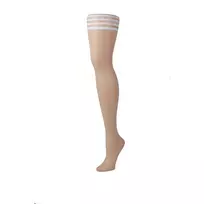 Kix'ies Ashley Thigh-High Stockings D White - Silky No-Slip Design