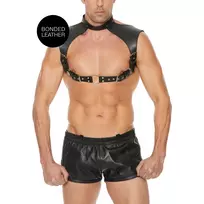 Ouch! by Shots Rimba Leather Harness with Adjustable Collar - Universal Fit, Black