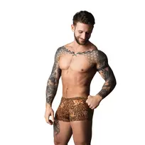 Male Power & Bone Yard Leopard Brown Short with Black Silicone Ring L