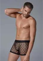 Allure Male Power Star Boxer Shorts L/XL Ultra Sheer Mesh Black