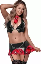 Magic Silk Magic Silk Dress Up Halter Vest & Skirt Set L/XL Red Plaid Design
