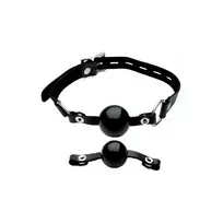 XR Brands Sinclair Select Silicone Ball Gag Set - Adjustable Leather Strap, 2 Sizes