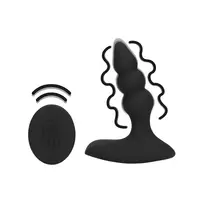 Loveline Licorice Black Beaded Vibrating Plug Remote-Controlled