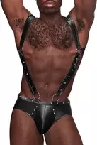 Male Power Male Power Uranus L/XL Harness-Style Jock Briefs with Straps Black