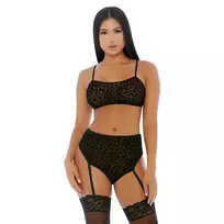 Forplay Allure Lustful Leopard Mesh Cami Set with Adjustable Straps S