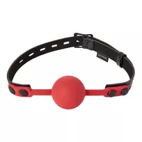 Sportsheets Sportsheets Saffron Adjustable Silicone Ball Gag - Locking Strap, Black/Red