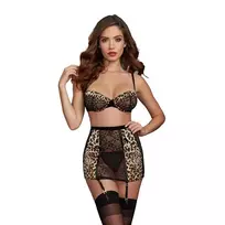 Dreamgirl Dreamgirl Set - Bra, Garter Skirt & G-String, Size S, Elegant Black