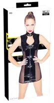 Black Level Black Level Vinyl Dress S with Buckle and Mesh Sides, Shiny Black Finish