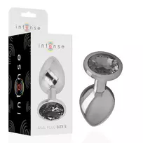 INTENSE INTENSE Aluminum Metal Plug S with Black Crystal - Elegant Silver Finish