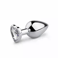 Easytoys Rimba Aluminium Heart Gem Plug - Medium, Tapered, Polished Silver