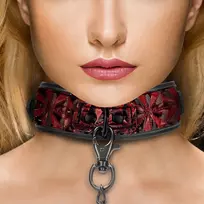 Sinner Gear Bondage Collar with Leash Black Neoprene Adjustable 52.5cm