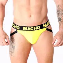 MACHO MX25A Men's Jockstrap Lycra Yellow M - Sporty Open-Back Design