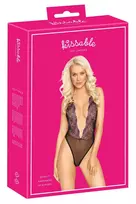 kissable Kissable Body S/M - Black Powernet with Floral Embroidery
