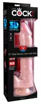 King Cock Plus 12" Dual Density Intimate Model with Suction Base, TPE