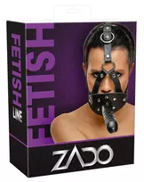 ZADO LeatherHead Adjustable Head Harness with Latex Attachment Black/Red 13cm