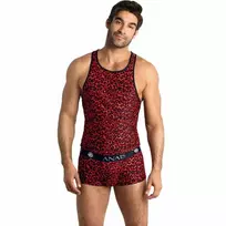 ANAIS MEN ANAIS MEN Tribal Top S - Red Microfiber, Animal Print, Sleeveless