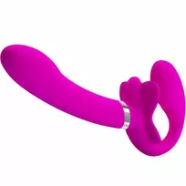 HIGH TECH PRETTY LOVE - VALERIE DOUBLE STRAP-ON VIBRATOR 12 VIBRATIONS PURPLE